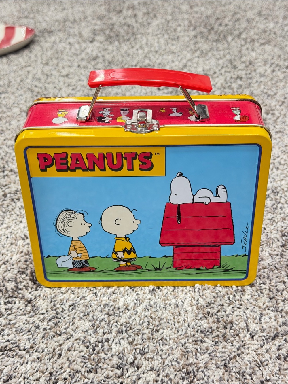 Peanuts Tin Lunchbox with Snoopy Artwork - Yellow/Red/Blue